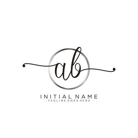AB Initial handwriting logo with circle template vector.のイラスト素材