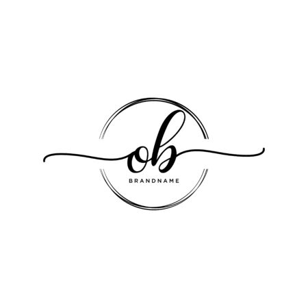 OB Initial handwriting logo with circleのイラスト素材