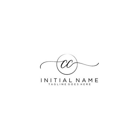 CC Initial handwriting logo with circle template vector.のイラスト素材