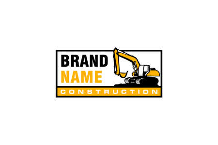 Excavator logo template vector. Heavy equipment logo vector for construction company. Creative excavator illustration for logo.のイラスト素材