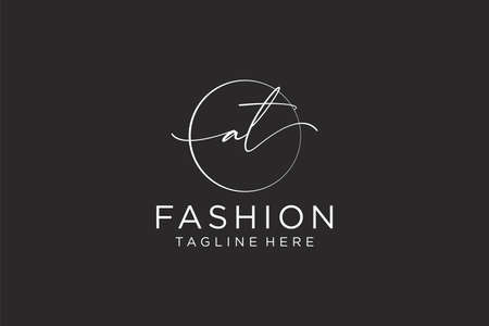 AT Feminine logo beauty monogram and elegant logo design, handwriting logo of initial signature, wedding, fashion, floral and botanical with creative template.のイラスト素材