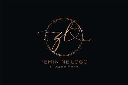 ZL handwriting logo with circle template vector logo of initial wedding, fashion, floral and botanical with creative template.のイラスト素材