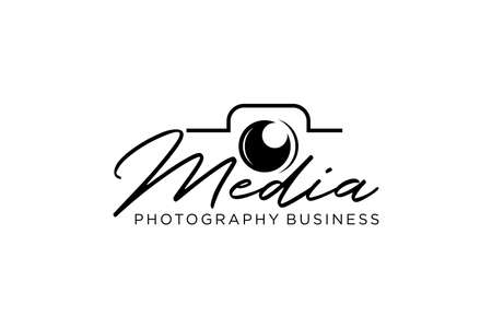 Photography logotype. Minimalist photography logo concept, fit for lens store, photo studio and camera business. Illustration vector.のイラスト素材