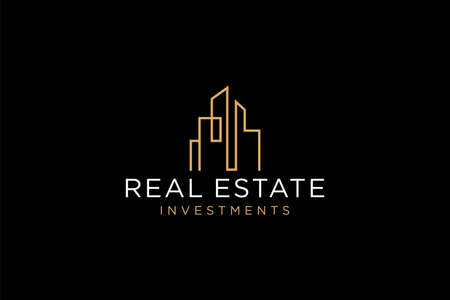 Real Estate Logo. Construction Architecture Building Logo Design Template.のイラスト素材