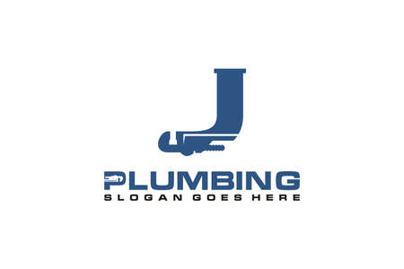 J Initial for Plumbing Service Logo Template, Water Service Logo icon.のイラスト素材