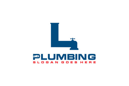 L Initial for Plumbing Service Logo Template, Water Service Logo icon.のイラスト素材