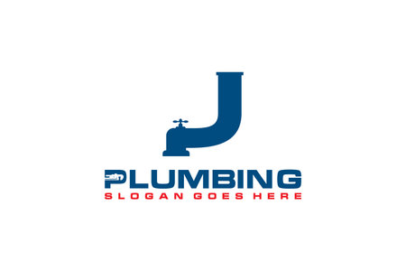 J Initial for Plumbing Service Logo Template, Water Service Logo icon.のイラスト素材