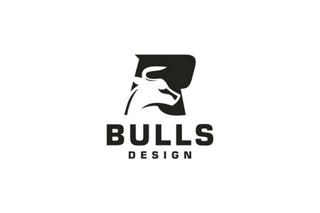 Letter R logo, Bull logo,head bull logo, monogram Logo Design Templateのイラスト素材