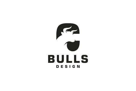 Letter C logo, Bull logo,head bull logo, monogram Logo Design Templateのイラスト素材