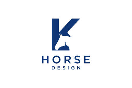 The logo design with the initial letter K is combined with a modern and professional horse headのイラスト素材