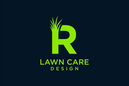 Letter R with Grass Logo template vector icon illustrationのイラスト素材