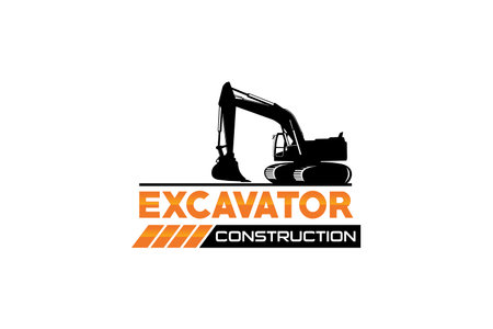 Excavator logo template vector. Heavy equipment logo vector for construction company. Creative excavator illustration for logo.のイラスト素材