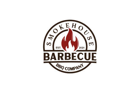 Vintage Retro Rustic BBQ Grill, Barbecue, Barbeque Label Stamp Logo designのイラスト素材
