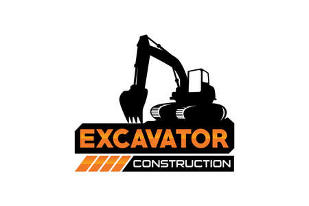 Excavator logo template vector. Heavy equipment logo vector for construction company. Creative excavator illustration for logo.のイラスト素材