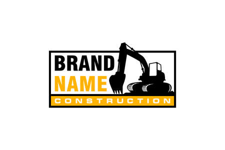 Excavator logo template vector. Heavy equipment logo vector for construction company. Creative excavator illustration for logo.のイラスト素材