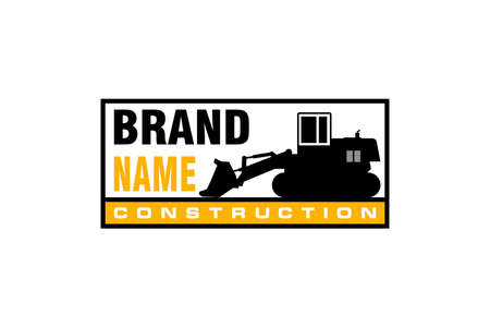 Bulldozer logo template vector. Heavy equipment logo vector for construction company. Creative excavator illustration for logo.のイラスト素材