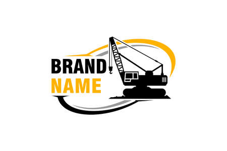 Crane logo template vector. Heavy equipment logo vector for construction company. Creative Crane illustration for logo.のイラスト素材