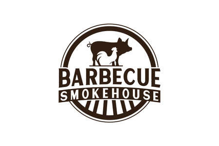 Vintage Retro Rustic BBQ Grill, Barbecue, Barbecue Label Stamp Logo designのイラスト素材