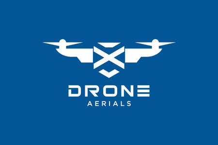 Letter X Drone logo design template. Photography drone icon vector. Creative design.のイラスト素材