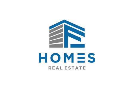 Letter F for Real Estate Remodeling Logo. Construction Architecture Building Logo Design Template.のイラスト素材