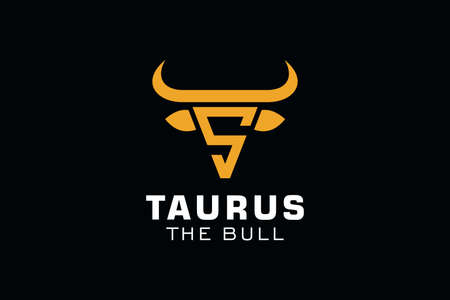 Letter S logo, Bull logo,head bull logo, monogram Logo Design Templateのイラスト素材