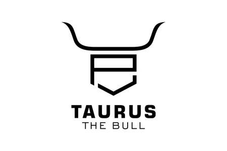 Letter P logo, Bull logo,head bull logo, monogram Logo Design Templateのイラスト素材