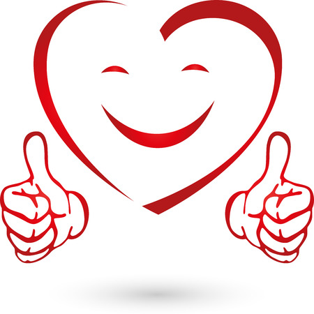 Heart with hands, heart, smile, logoのイラスト素材