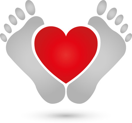Two feet and heart iconのイラスト素材