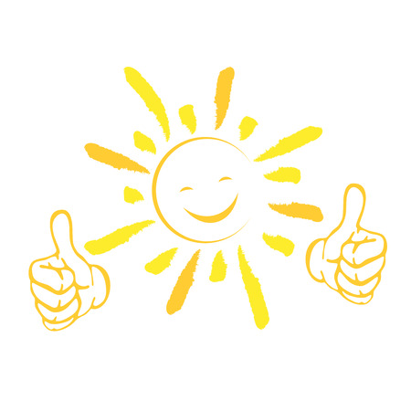 Sun drawn, sun and smile, handsのイラスト素材
