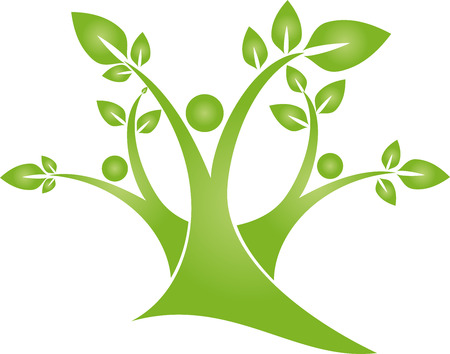 Tree, plants, leaves, people, naturopathのイラスト素材