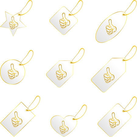 Labels with gold border, hand, cards, set, pendantのイラスト素材