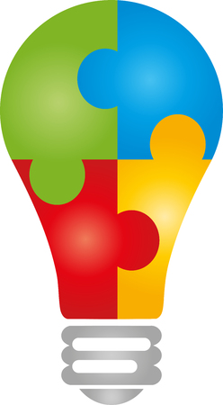 Lamp and puzzle, idea, vision vectorのイラスト素材