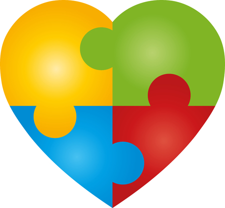 Heart  colored  puzzle, love, button, sign Vector illustration.のイラスト素材
