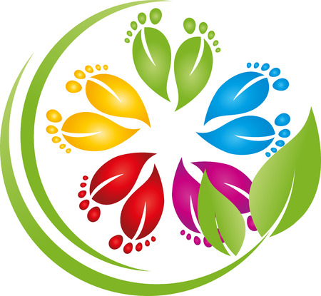 Feet, leaves, physiotherapy, foot care, signsのイラスト素材