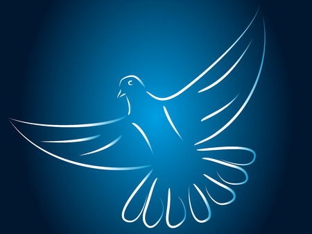 Pigeon, pigeon in flight on blue backgroundのイラスト素材