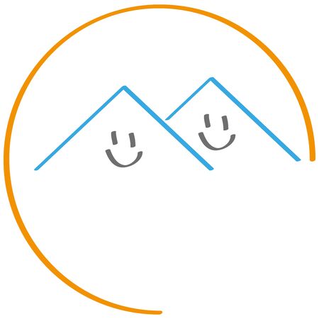 Two houses, roofs, sun, real estateのイラスト素材