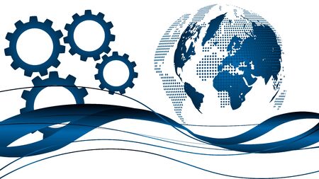 Globe and gears, earth backgroundのイラスト素材
