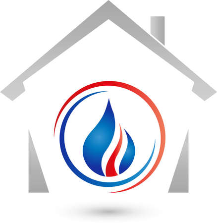 House, water and flame, plumber, plumber Iconのイラスト素材
