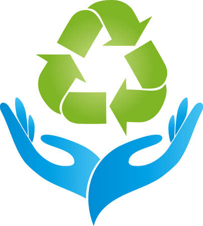 Two hands and recycle arrows, recycleのイラスト素材