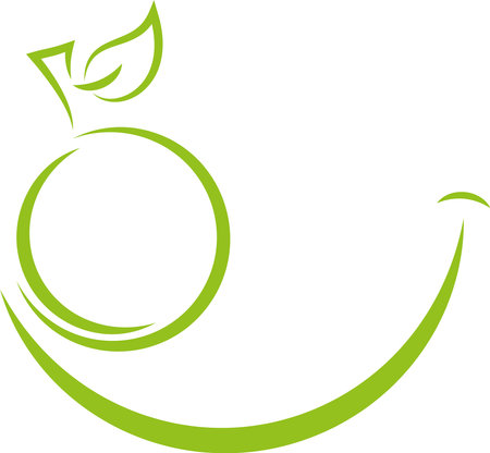 green apple with leaf isolated on a white background, vector illustration.のイラスト素材