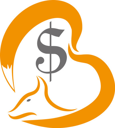 Illustration art of a fox head with dollar sign on isolated backgroundのイラスト素材