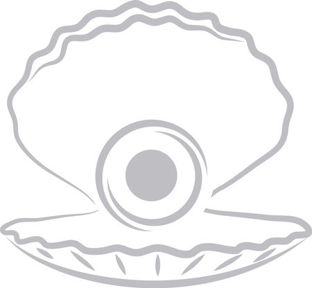 Illustration art of a scallop shell icon with isolated backgroundのイラスト素材