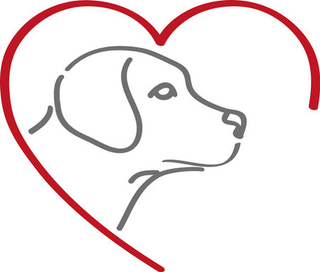 Vector image of a dog in a heart shape on white background.のイラスト素材