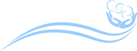 Illustration of a baby with hands and pacifier on a white backgroundのイラスト素材