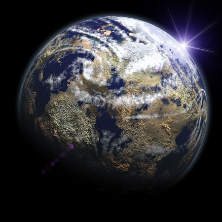 one planet in deep space. の写真素材