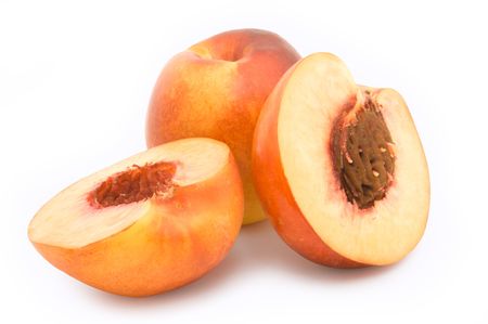Beautiful juicy nectarines on the isolated backgroundの写真素材