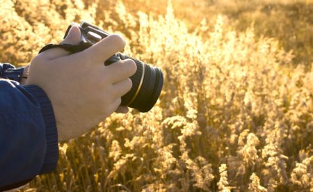 Technics of photographing of a landscape of a field on an example の写真素材