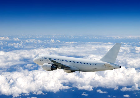 Several aircraftes in blue sky