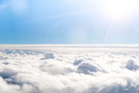 Cloudscape. Blue sky and white cloud. Sunny day. Cumulus cloud.の写真素材