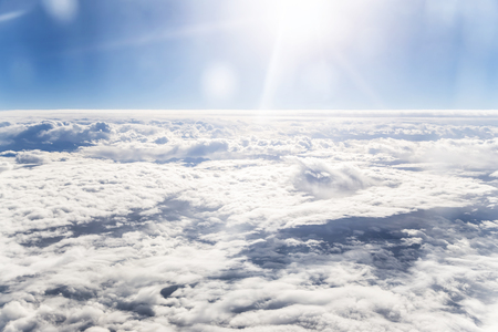 Cloudscape. Blue sky and white cloud. Sunny day. Cumulus cloud.の写真素材